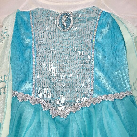 Disney Store Frozen Elsa Dress Costume Blue White Tulle Cape Girls 5/6 Snow Ice - Picture 5 of 13